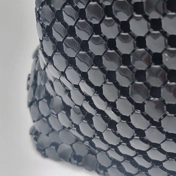 Vintage Black Mesh Handbag With Tortoiseshell Acrylic Handles & Gold Hardware Re - Picture 4 of 16